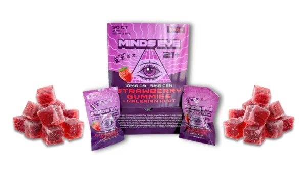 Minds Eye 55mg Sleep Gummies, THC/CBN/Valerian Root, Grab n Go 50ct Box