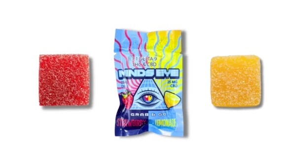 Minds Eye 1:1 50mg THC/CBD Gummies, Grab n Go Single 2pk