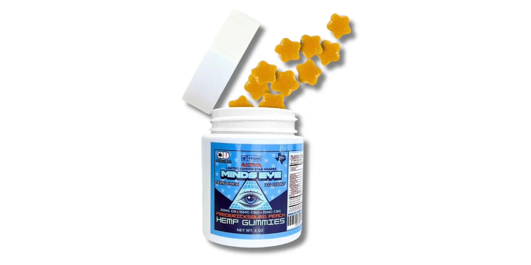 Minds Eye Sativa Gummies 10ct- Lone Star Fredericksburg Peach